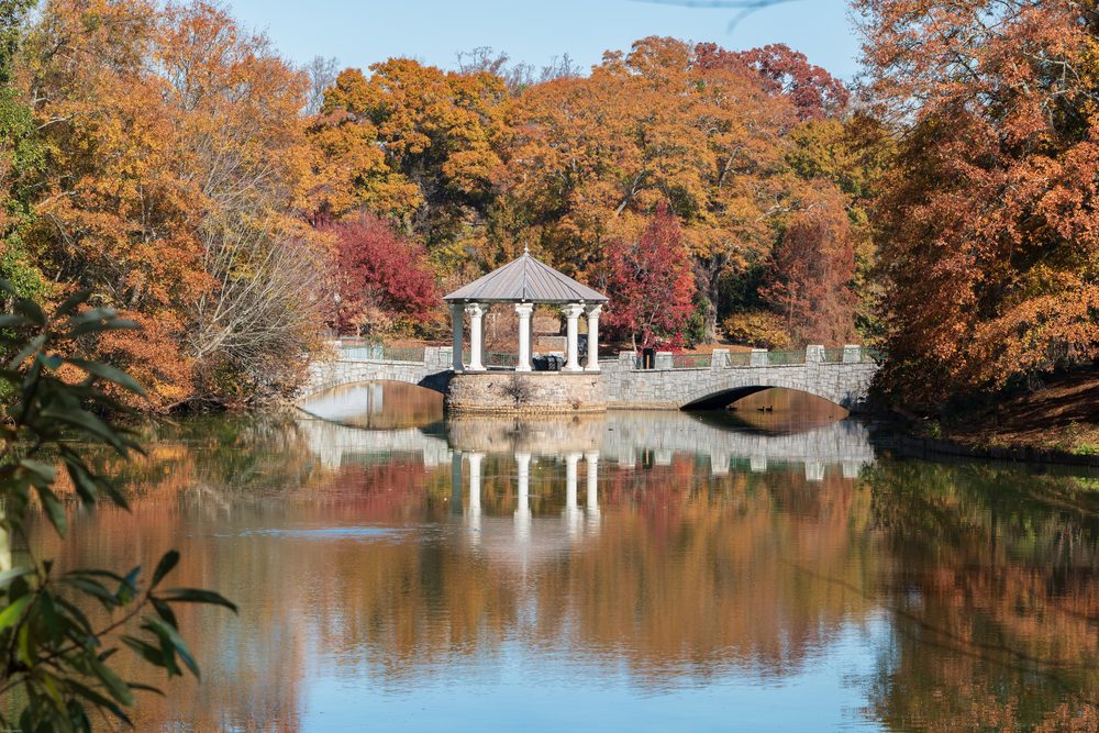 The gazebo at Lake Clara Meer in Piedmont Park