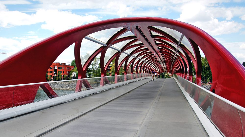 The Peace Bridge over the Bow River near Kensington, Calgary