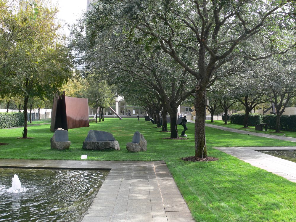 The Nasher Sculpture Center garden in the Dallas Arts District