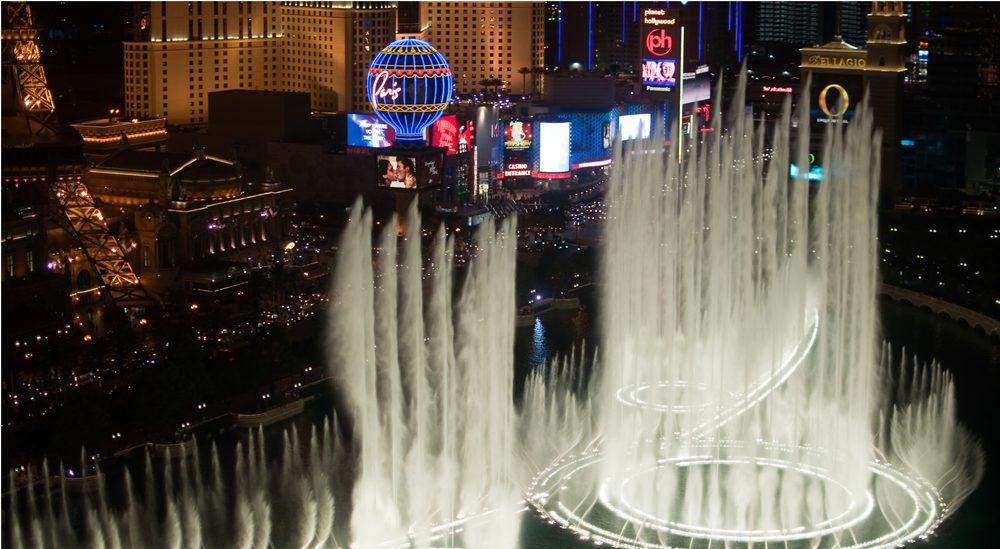 The Bellagio fountains on the Las Vegas Strip