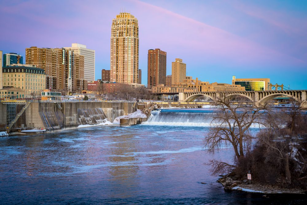 Downtown Minneapolis seen from the Stone Arch Bridge