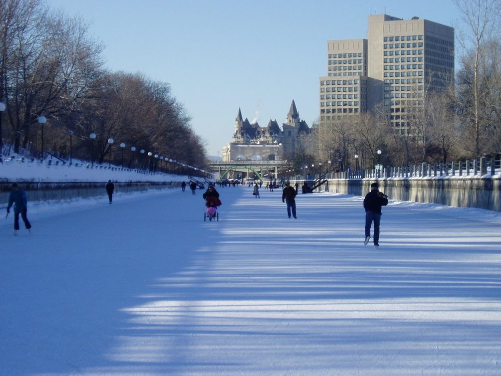 The Rideau Canal in Ottawa in winter