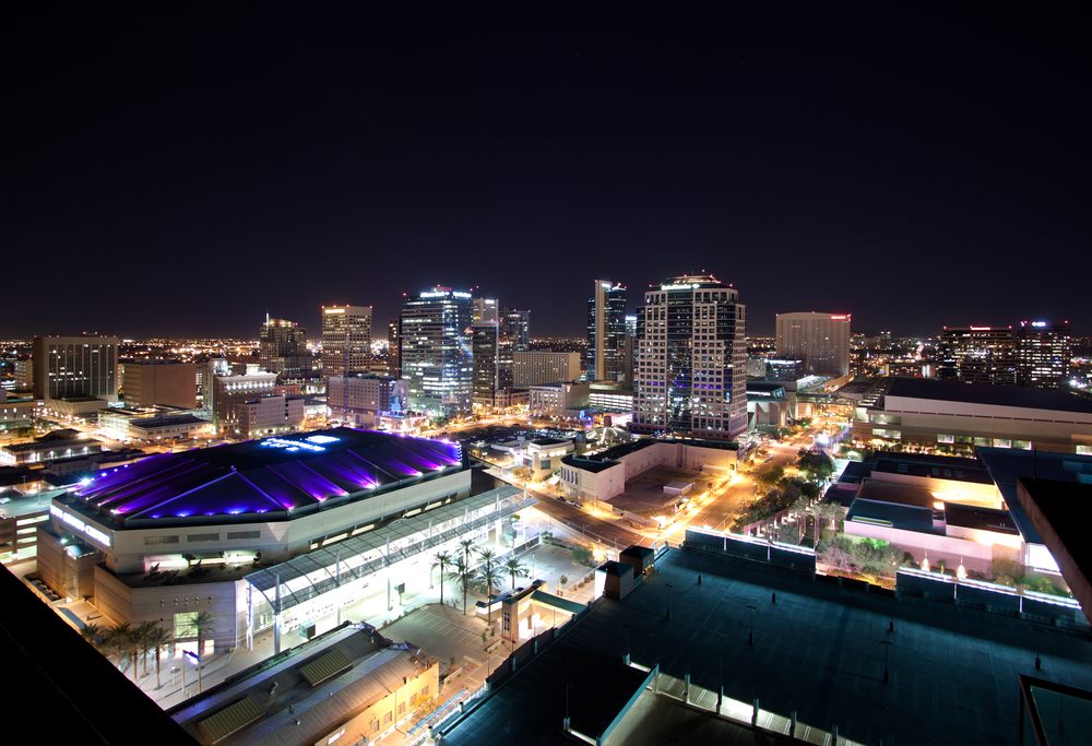 The Downtown Phoenix skyline at night