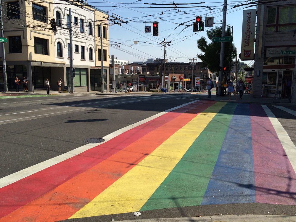 The rainbow crosswalk on Capitol Hill, Seattle