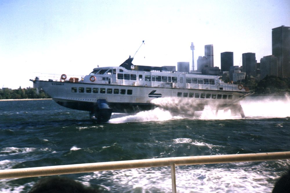 A Manly ferry crossing Sydney Harbour
