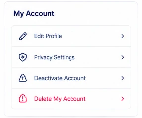 PositiveSingles account deletion menu