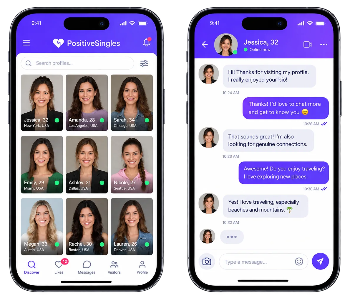 PositiveSingles mobile app