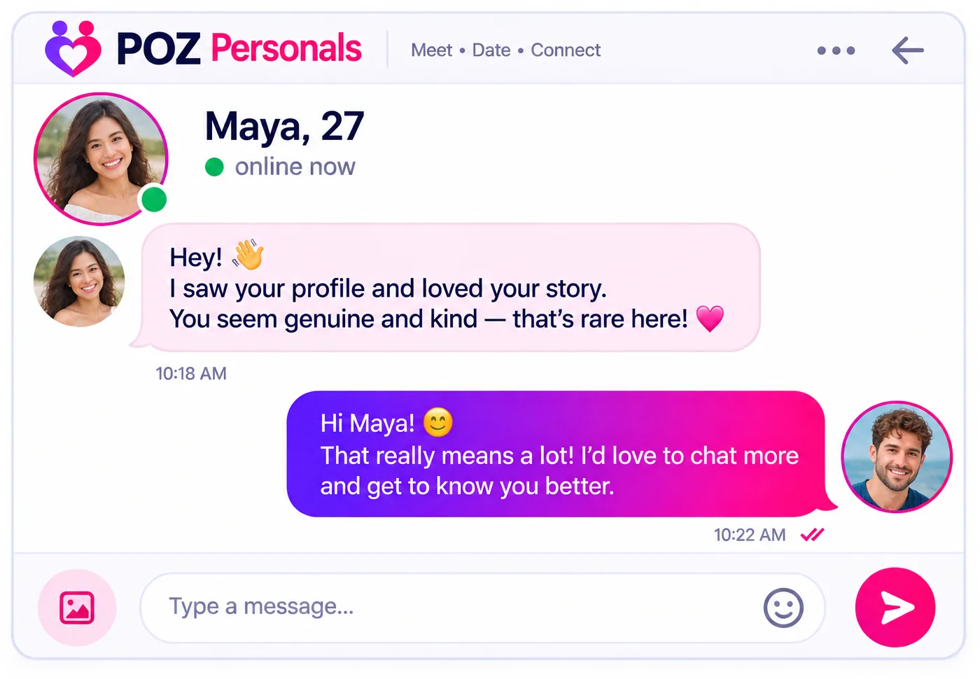 POZ Personals message conversation