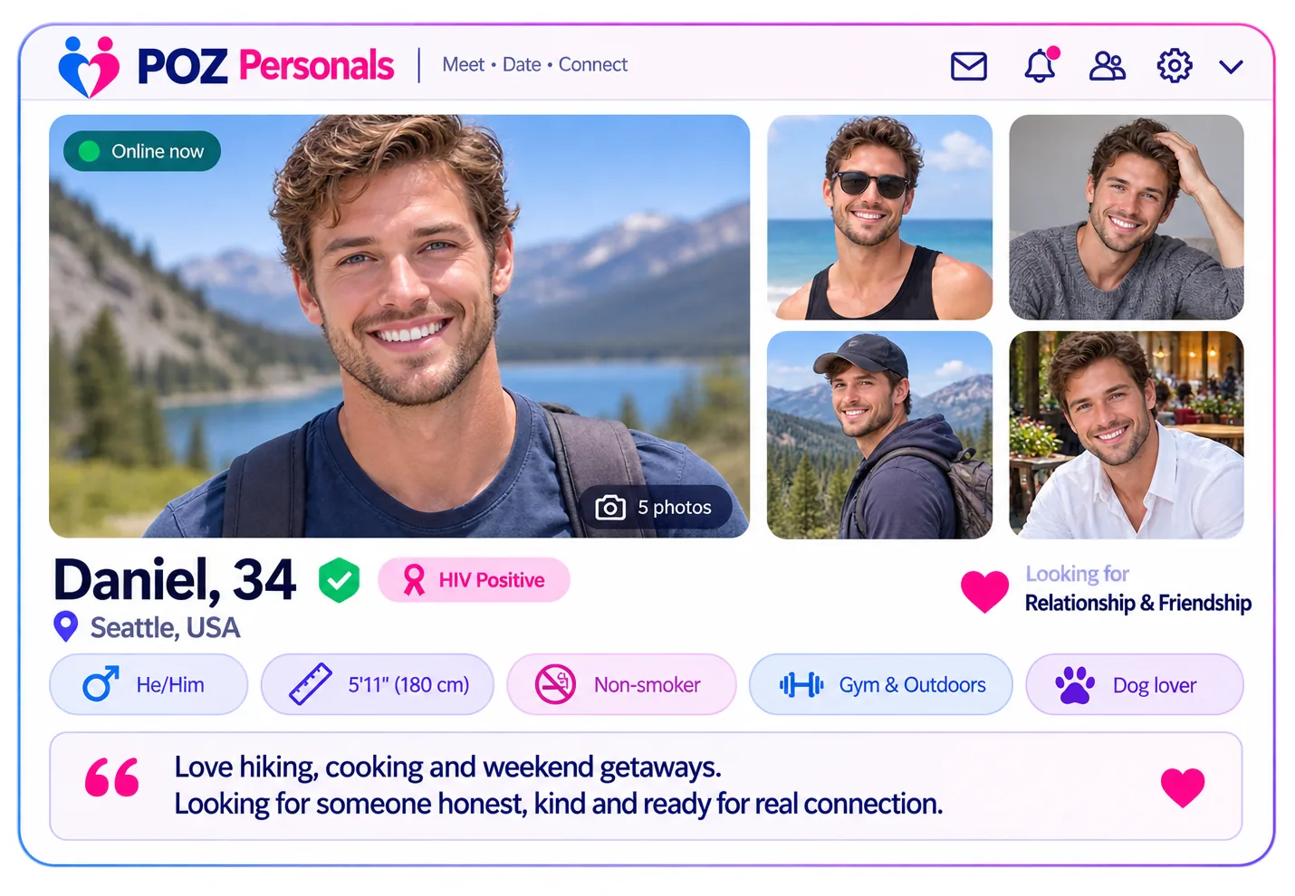 Example POZ Personals profile